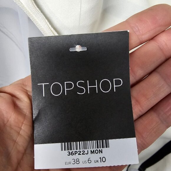 Topshop Romper Black Off White Striped Off Shoulder Layered 6 NWT - Picture 9 of 11